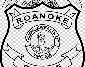 Roanoke Virginia Polizei Abzeichen Vektor Datei Cnc Laserschnitt, Holz, Metall Gravur, Cricut Datei, Cnc Fräser Datei