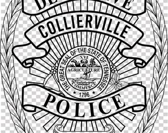 collierville detective police  tenn badge vector file cnc laser cutting, wood, metal engraving, Cricut file, cnc router file