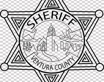 Ventura County, California Sheriff badge vector file cnc laser cutting, wood, metal engraving, Cricut file, cnc router file