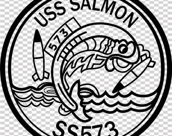 uss salmon ss 573 emblem vektorfil cnc laserskärning, trä, metallgravyr, Cricut-fil, cnc routerfil