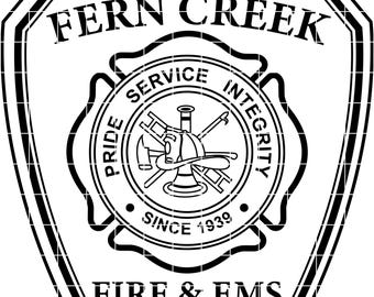 fern creek fire ems badge vector file cnc laser cutting, wood, metal engraving, Cricut file, cnc router file