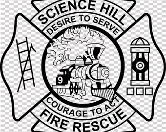 Science Hill Feuerwehr Feuerwehr Vektor-Abzeichen Datei Cnc Laserschnitt, Holz, Metall Gravur, Cricut Datei, Cnc Fräser Datei