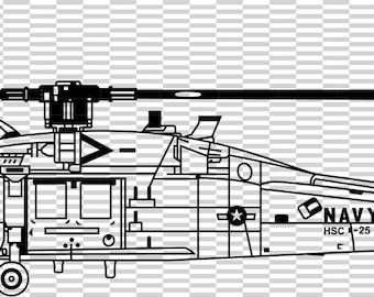 US Navy MH-60S Knighthawk helicopter vector file cnc laser cutting, wood, metal engraving, Cricut file, cnc router file