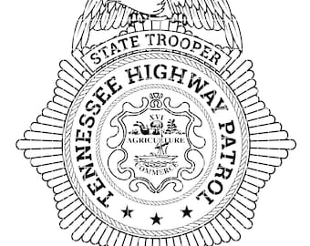 tennessee highway state trooper badge vector file cnc laser cutting, wood, metal engraving, Cricut file, cnc router file
