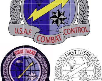 Air Force Combat Control Team Badge color and black vector file cnc laser cutting, wood, metal engraving, Cricut file
