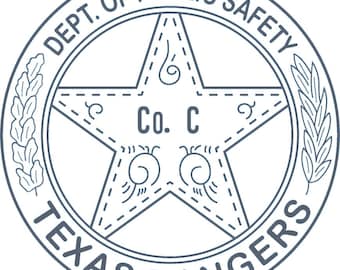 Texas Ranger Co. C Badge Vector File, CNC Laser Cutting, Engraving (Digital Download)