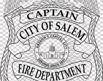 Captain City of Salem fire dept badge vector filecnc laser cutting, wood, metal engraving, Cricut file, cnc router file