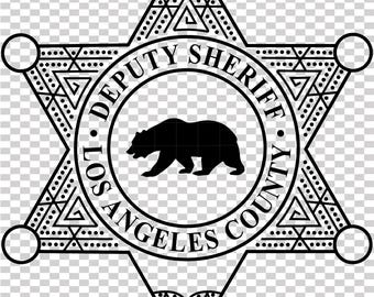 Odznaka zastępcy szeryfa z Los Angeles, plik wektorowy, cięcie laserowe CNC, grawerowanie drewna, metalu, plik Cricut, plik routera CNC