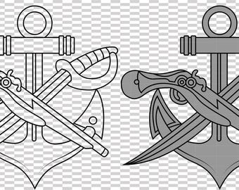 uss navy special warfare båtoperatör svart och färg vektorfil cnc laserskärning, trä, metallgravyr, Cricut-fil