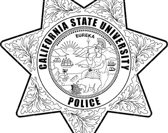 california state university police badge vector file cnc laser cutting, wood, metal engraving, Cricut file, cnc router file