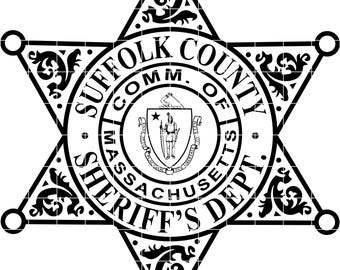 suffolk county ma sheriffs dept badge vector file cnc laser cutting, wood, metal engraving, Cricut file, cnc router file