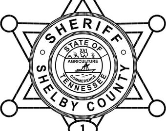 shelby county, tennessee, sheriff badge, vector file cnc laser cutting, wood, metal engraving, Cricut file