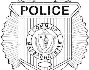 mit police officer massachusetts badge vector file cnc laser cutting, wood, metal engraving, Cricut file, cnc router file