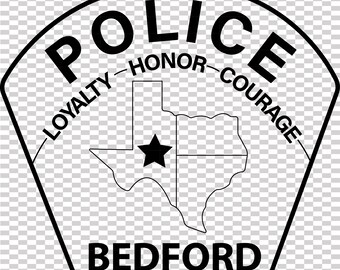 Bedford TX Police patch vector file cnc laser cutting, wood, metal engraving, Cricut file, cnc router file
