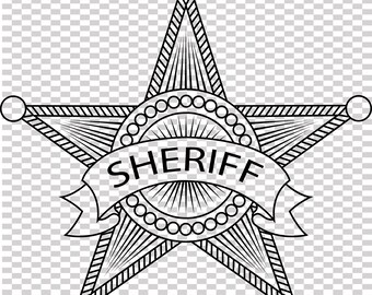 sheriffmärke vektorfil cnc laserskärning, trä, metallgravyr, Cricut-fil, cnc routerfil, vinylskärning, digital skärfil