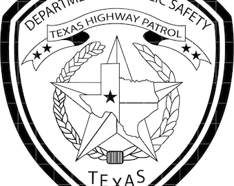 dept of public safety texas highway patrol patch vector file cnc laser cutting, wood, metal engraving, Cricut file, cnc router file