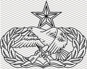 USAF Senior Maintenance Plaque Patches vektorfil CNC-laserskärning, trä, metallgravyr, Cricut-fil