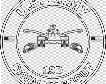 Cavalry Scout 19D Aufnäher Vektordatei cnc Laserschnitt, Holz, Metallgravur, Cricut Datei, cnc Fräserdatei