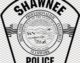 shawnee Kansas Polizei Aufnäher Vektordatei cnc Laserschnitt, Holz, Metall Gravur, Cricut Datei, cnc Fräser Datei