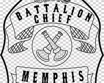 firefighter helmet shield battalion chief memphis vector filecnc laser cutting, wood, metal engraving, Cricut file, cnc router file