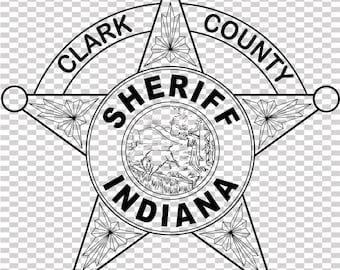 clark county indiana sheriff badge vector file cnc laser cutting, wood, metal engraving, Cricut file, cnc router file