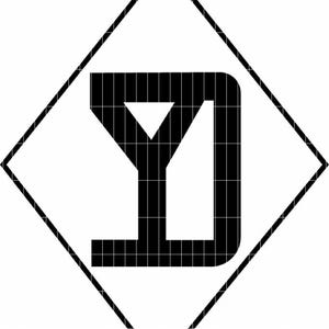 May include: Black and white geometric logo design. The logo features a stylized letter "Y" and "D" within a diamond shape. The design is composed of solid black lines and shapes on a white background.