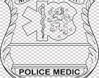 police medic nj nassau county badge vector file cnc laser cutting, wood, metal engraving, Cricut file, cnc router file