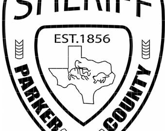 Archivo vectorial del parche policial del sheriff del condado de Parker, corte láser CNC, grabado en madera y metal, archivo Cricut