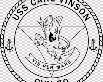 Archivo vectorial del parche del portaaviones USS Carl Vinson CVN 70 de la Armada de los EE. UU. para corte láser CNC, grabado en madera y metal, archivo Cricut, archivo para enrutador CNC.