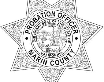 marin county probation officer california badge vector filecnc laser cutting, wood, metal engraving, Cricut file