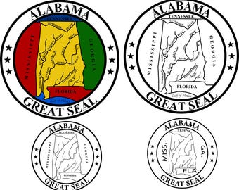 us alabama state seal black white and color file vector file cnc laser cutting, wood, metal engraving, Cricut file, cnc router file