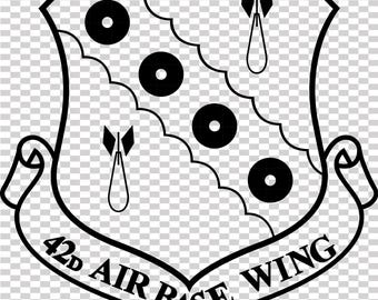 42d flygbasvingelapp vektorfil CNC-laserskärning, trä, metallgravyr, Cricut-fil, CNC-routfil