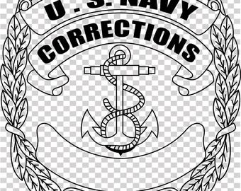 Plik wektorowy odznaki korekcyjnej marynarki wojennej USA, cięcie laserowe CNC, grawerowanie drewna, metalu, plik Cricut, plik routera CNC
