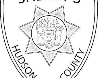 hudson county nj sheriffs patch vector file cnc laser cutting, wood, metal engraving, Cricut file, cnc router file
