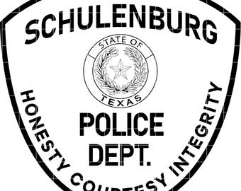 Schulenburg Texas Police Department Honesty Courtesy Integrity Patch vector file cnc laser cutting, wood, metal engraving, Cricut file