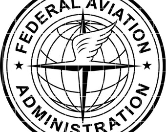 Archivo vectorial de insignia de la Administración Federal de Aviación, corte láser CNC, grabado en madera y metal, archivo Cricut