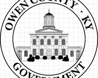 Archivo vectorial del sello del condado de Owen, Kentucky, para corte láser CNC, grabado en madera y metal, archivo Cricut y archivo de enrutador CNC.