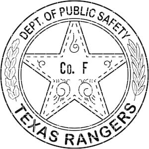 Dept of Public Safety Texas Ranger Badge Co F badge vektorfil CNC laserskärning, trä, metallgravyr, Cricut-fil