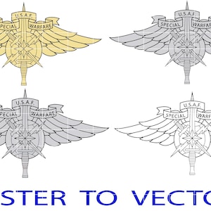 Air Force Special Warfare Badge color and black vector file cnc laser cutting, wood, metal engraving, Cricut file, cnc router file