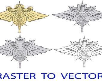 Air Force Special Warfare Badge color and black vector file cnc laser cutting, wood, metal engraving, Cricut file, cnc router file