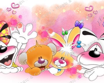 Kawaii Mouse - Kawaii Watercolor - PNG Digital File - Illustration of Mouse, Bear, Rabbit