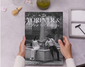 DIY Custom Wedding Magazine Template, edit in Canva