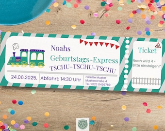 Eisenbahn Geburtstag Einladung | Editierbare Canva Vorlage | Zug Ticket Einladung Kindergeburtstag | Sofort Download