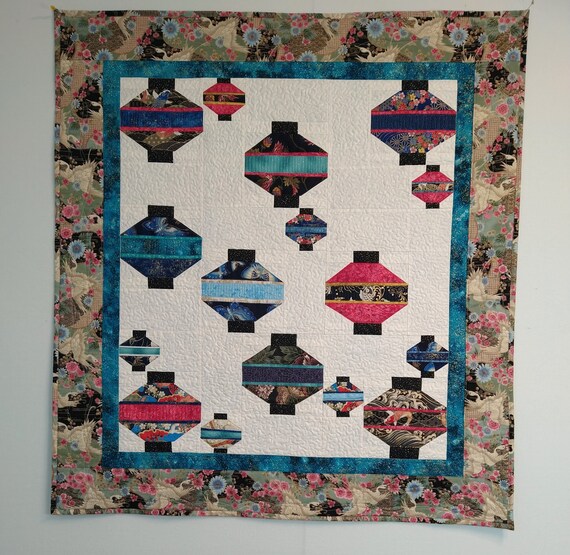 Chinese Lantern Paper Pieced Quilt Sparkling Asian Materials Etsy