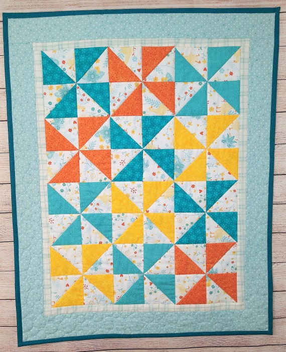 30 X 37 Handmade Baby Quilt Decorative Crib Blanket Pinwheel Quilt Shower Gift for Mom to Christmas Gifts Etsy Canada