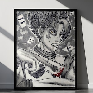 Hisoka Anime Fan Art Print: Handmade Manga Illustration