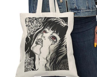 Gothic Aesthetic Tote Bag | Original Dark Art Manga-Inspired Aesthetic Eco Cotton Tote