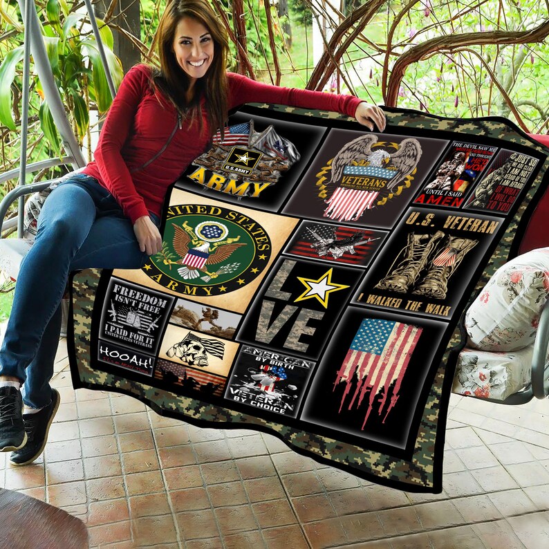 Us Army Veteran Blanket Freedom Isn't Free Blanket Great Etsy