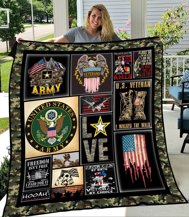 Us Army Veteran Blanket Freedom Isn't Free Blanket Great Etsy