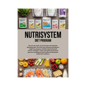 May include: An advertisement for the Nutrisystem Diet Program, showcasing a range of food products and fresh ingredients. The image includes the text "NUTRISYSTEM DIET PROGRAM" and descriptive text about the weight-loss program, its convenience, and effectiveness.